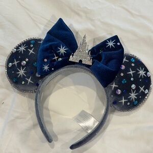 Disneyland Hong Kong Mouse Ears Navy Sparkle Castle Headband